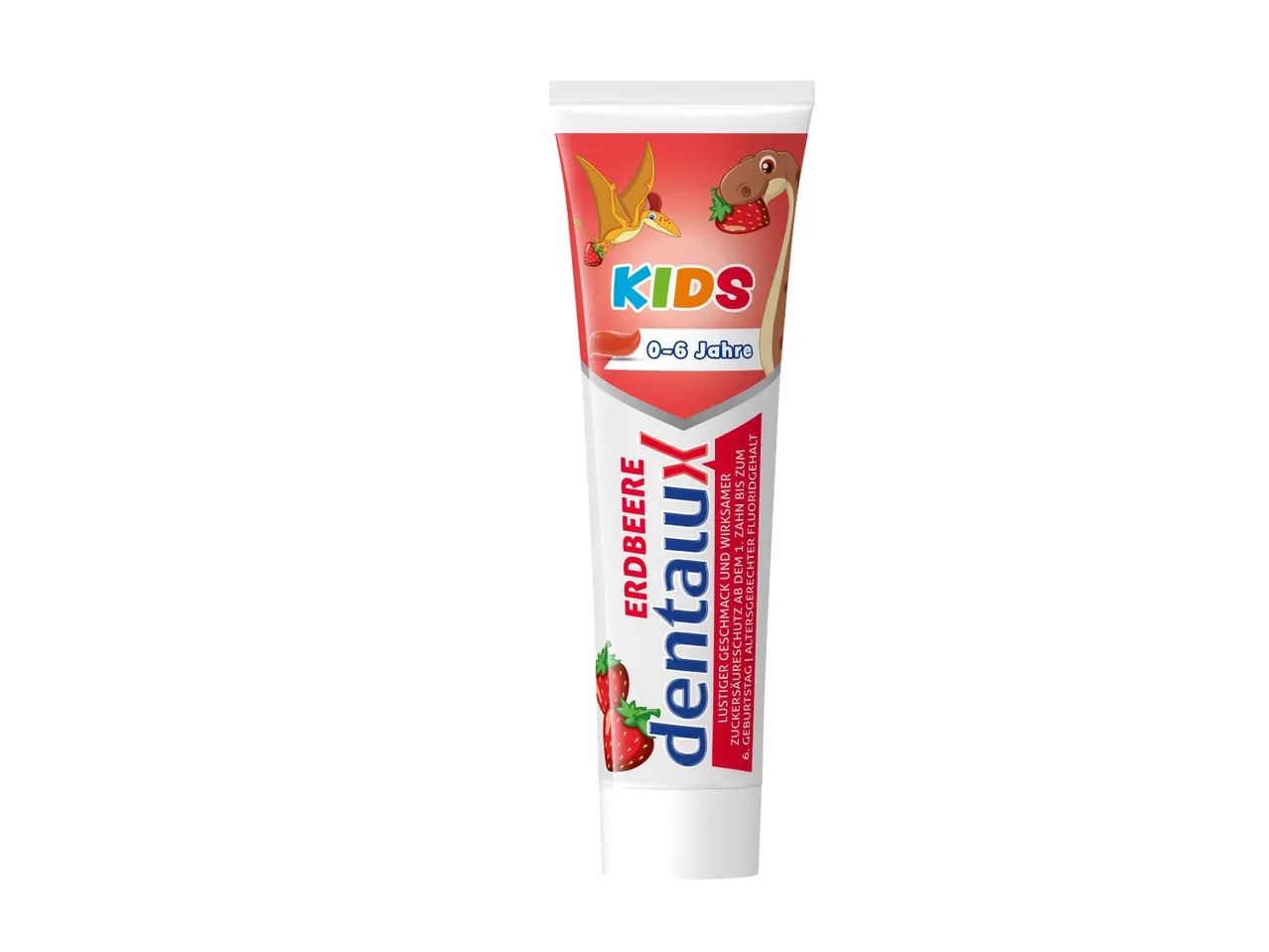 Dentalux Kids Erdbeere – معجون أسنان للأطفال بنكهة الفراولة (0–6 سنوات)