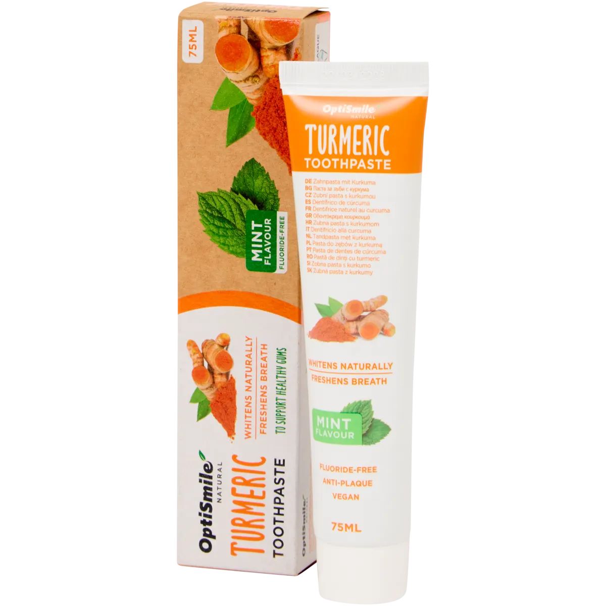 OptiSmile Natural Turmeric Toothpaste – معجون أسنان طبيعي بالكركم بنكهة النعناع